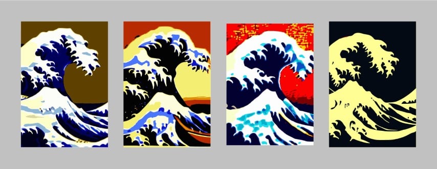 Great Japanese wave. Japanese Print Style Vector Illustration.